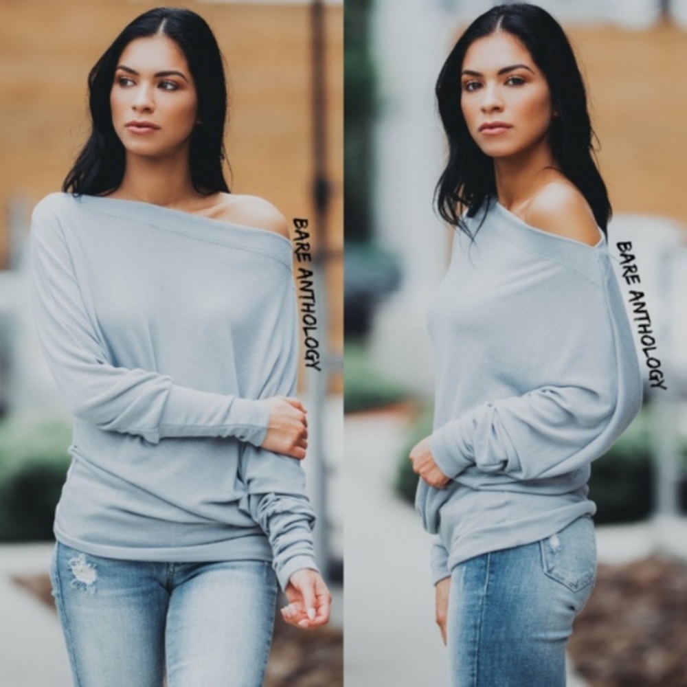 01 Off Shoulder Dolman Sleeve Tunic Top - Picture 2 of 2